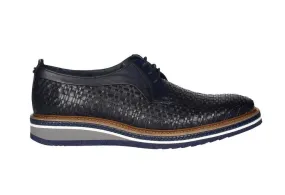 Blucher Piel Azul Trenzado Cerco Trenza Piel Piso Bicolor