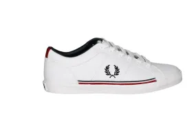 Blucher Piel Blanco Logo Bordado Azul Banda Azul/roja