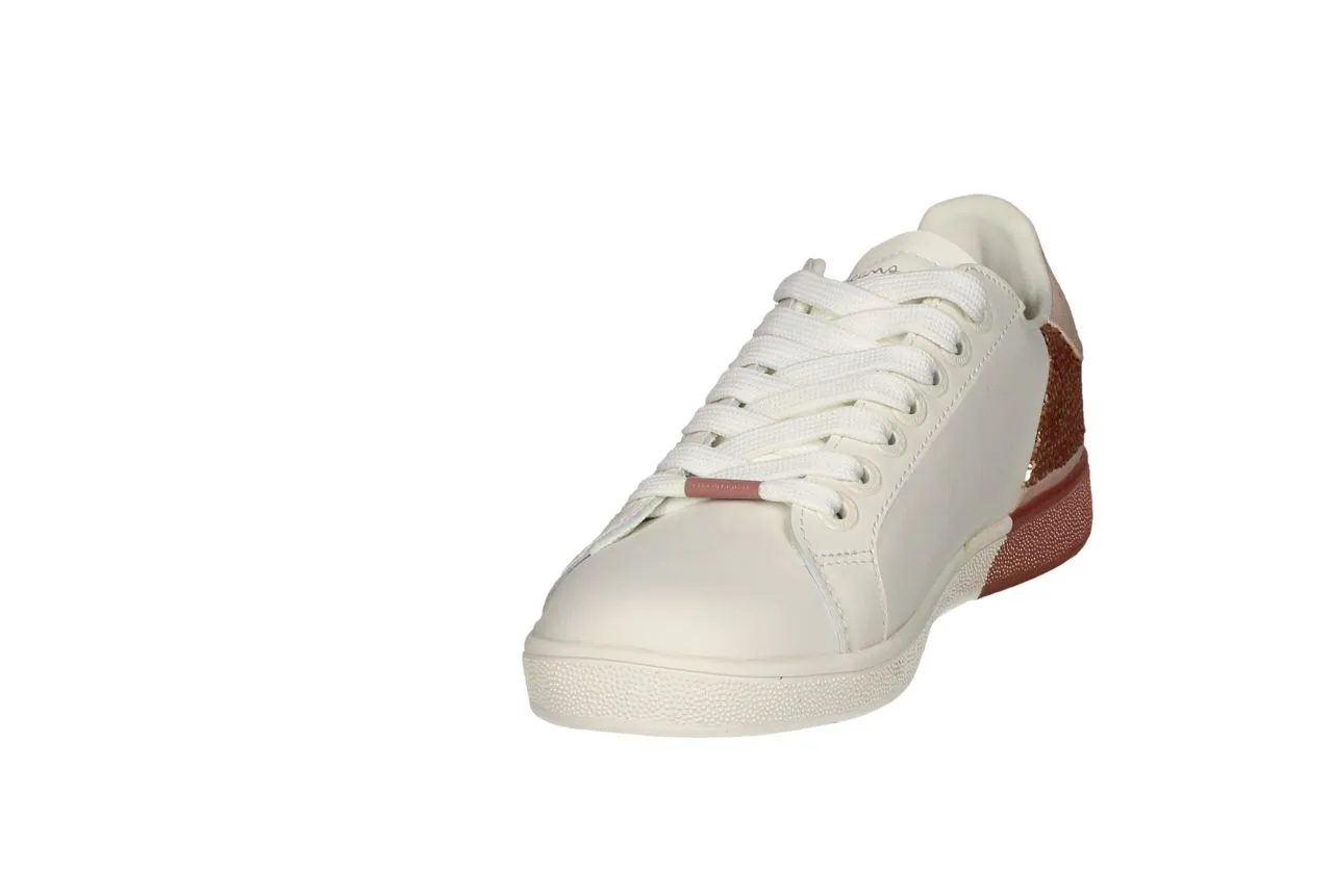 Blucher Piel Blanco Talon Lentejuelas/brillo Rosa