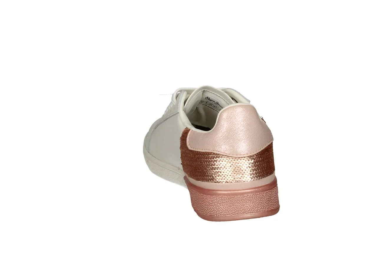 Blucher Piel Blanco Talon Lentejuelas/brillo Rosa