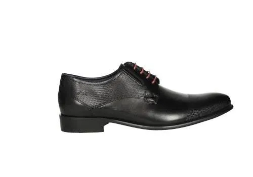 Blucher Piel Negro Punta y Cuello Grabado Rombos