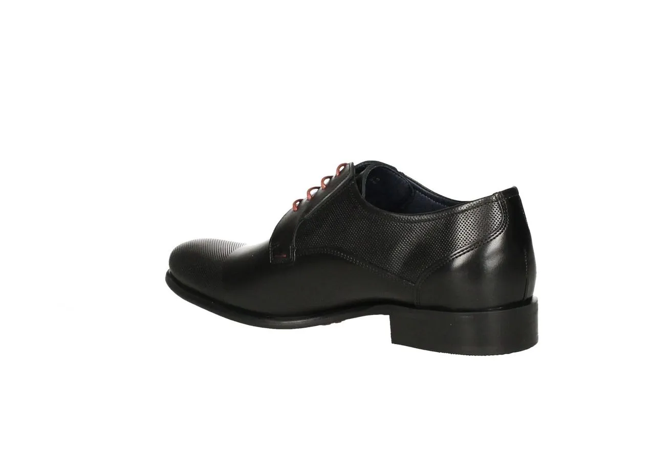 Blucher Piel Negro Punta y Cuello Grabado Rombos