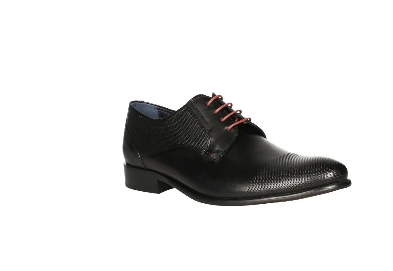 Blucher Piel Negro Punta y Cuello Grabado Rombos