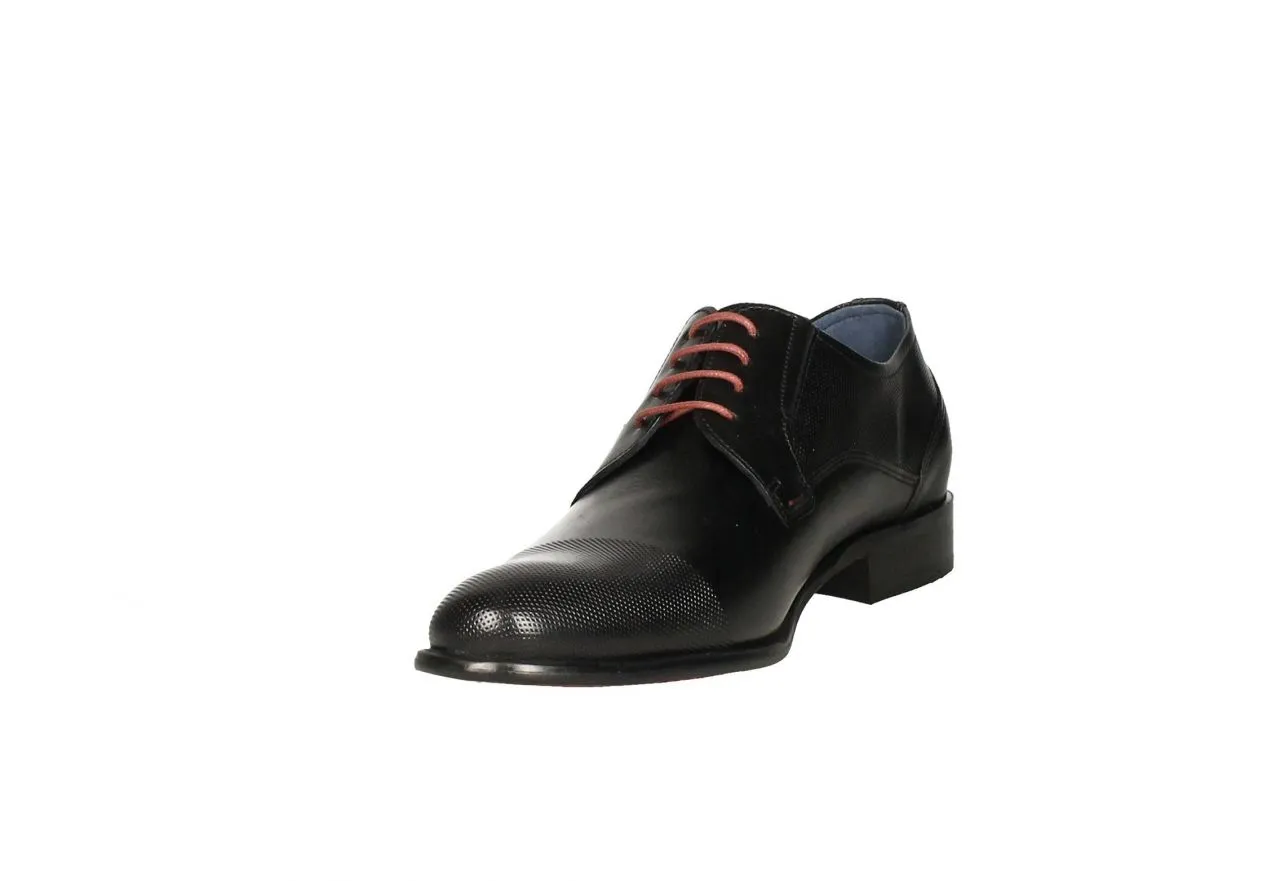 Blucher Piel Negro Punta y Cuello Grabado Rombos