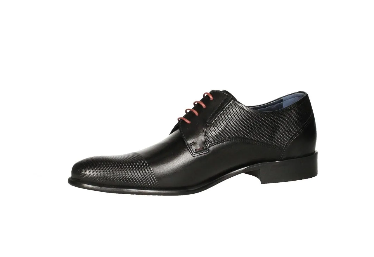 Blucher Piel Negro Punta y Cuello Grabado Rombos