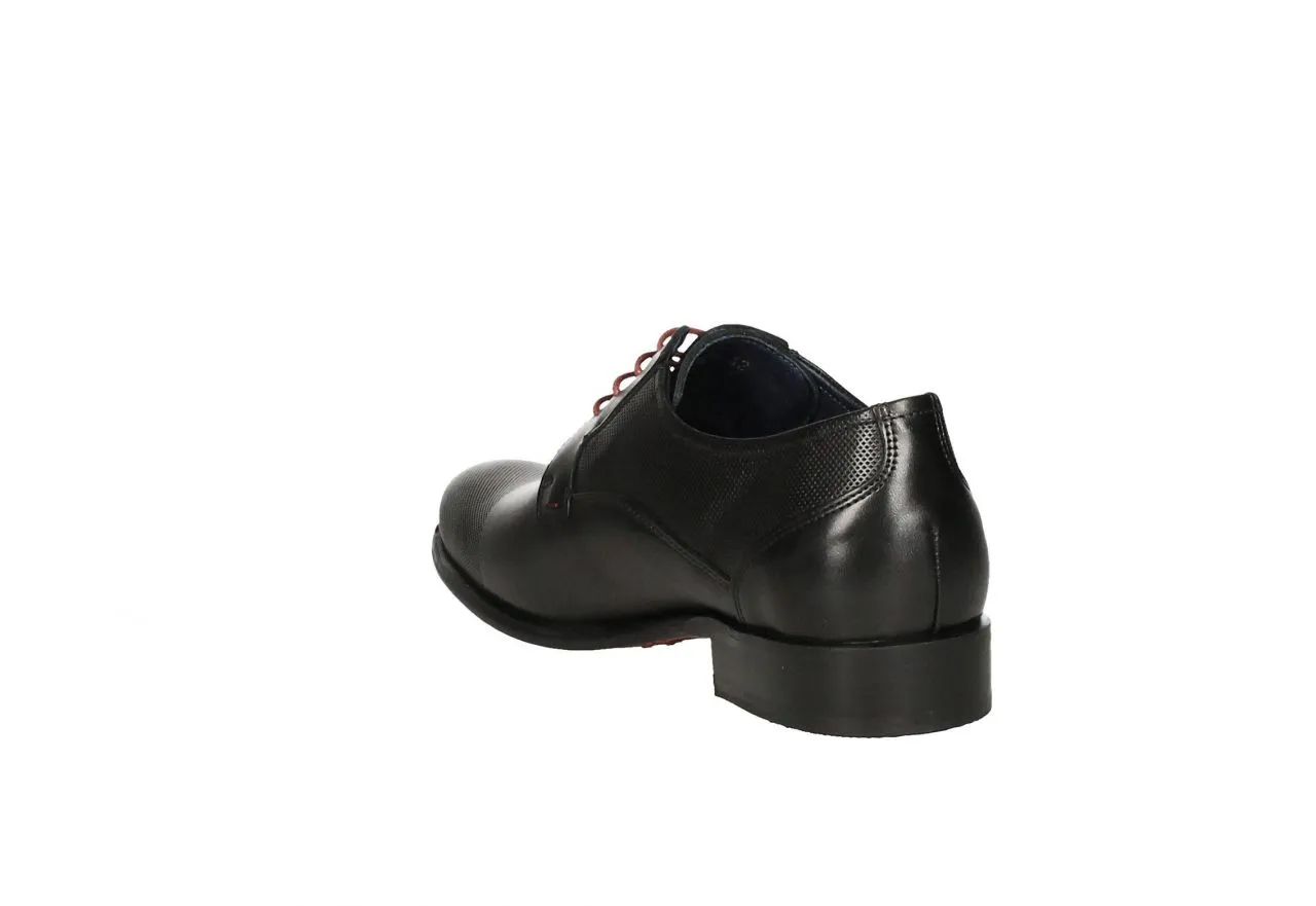 Blucher Piel Negro Punta y Cuello Grabado Rombos