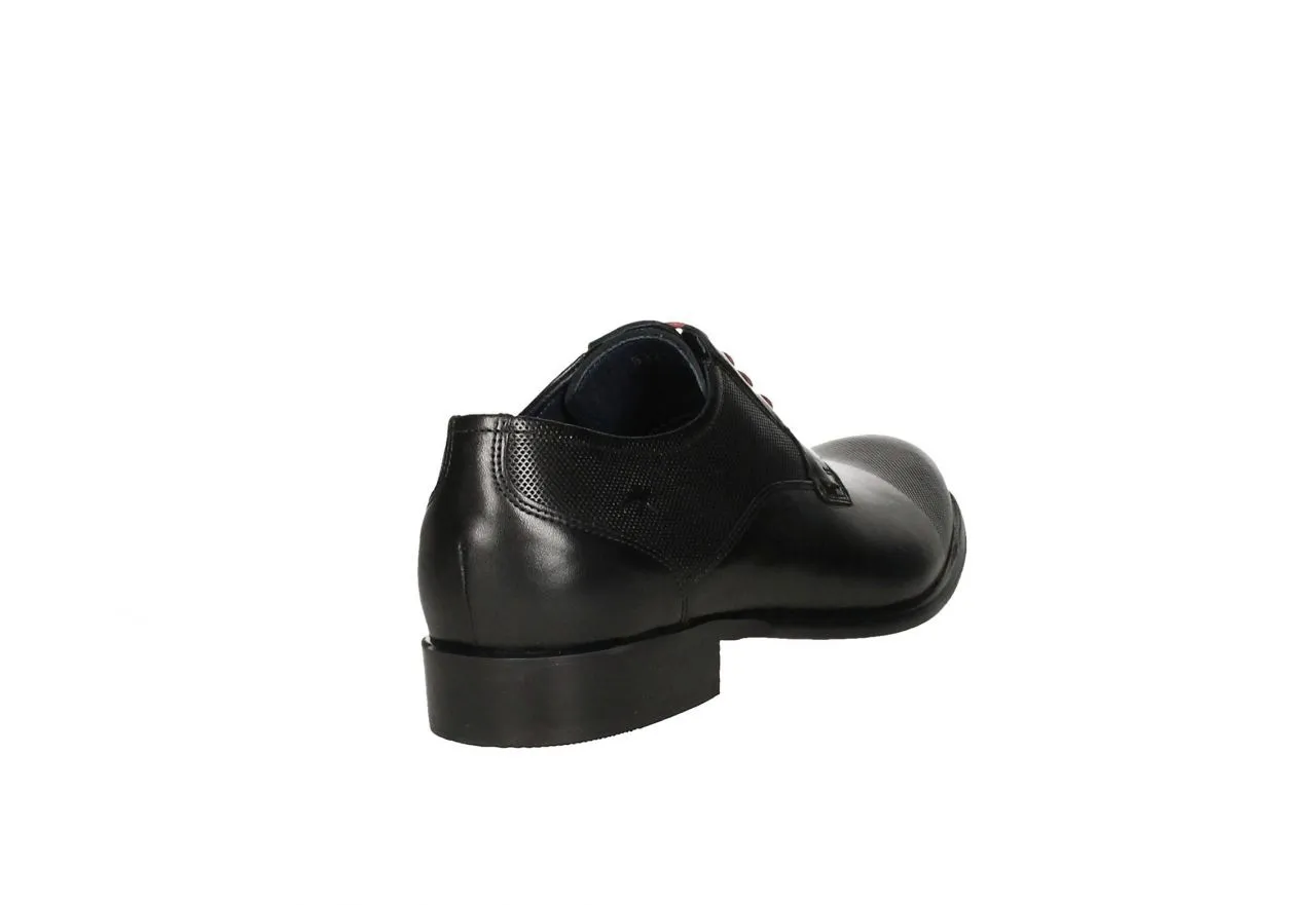 Blucher Piel Negro Punta y Cuello Grabado Rombos