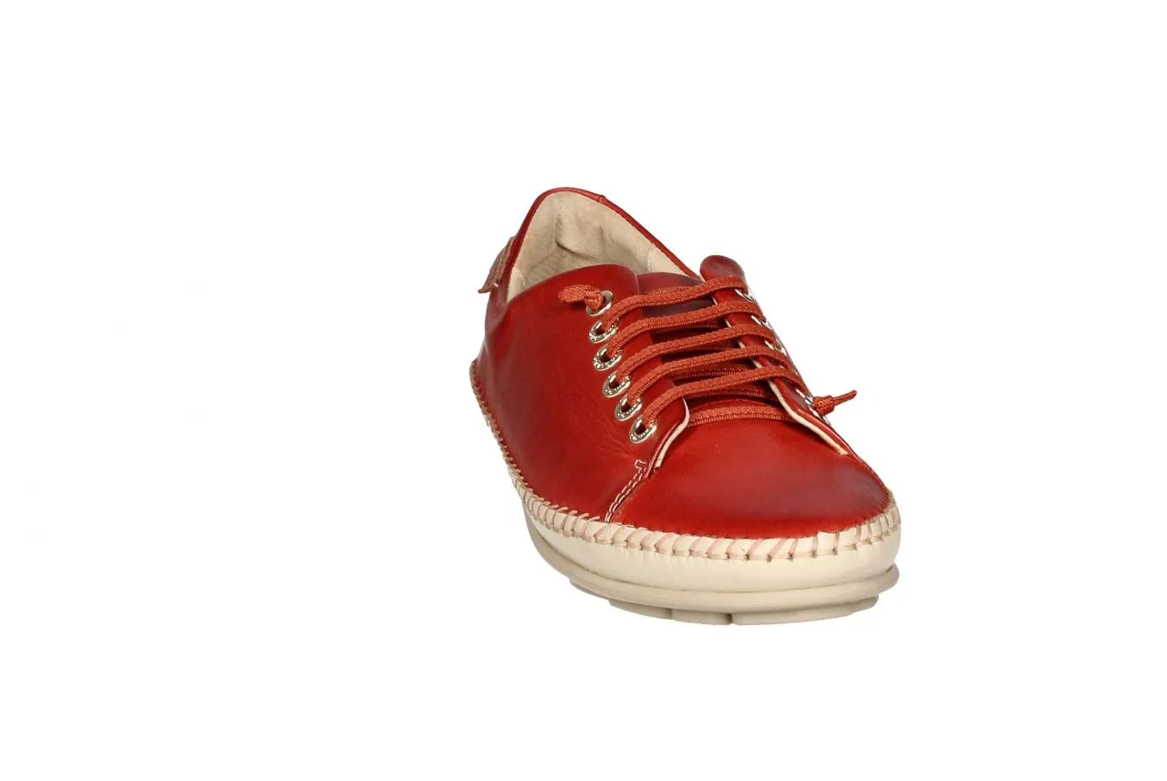 Blucher Piel Rojo Cordones Elasticos Bajo Cosido