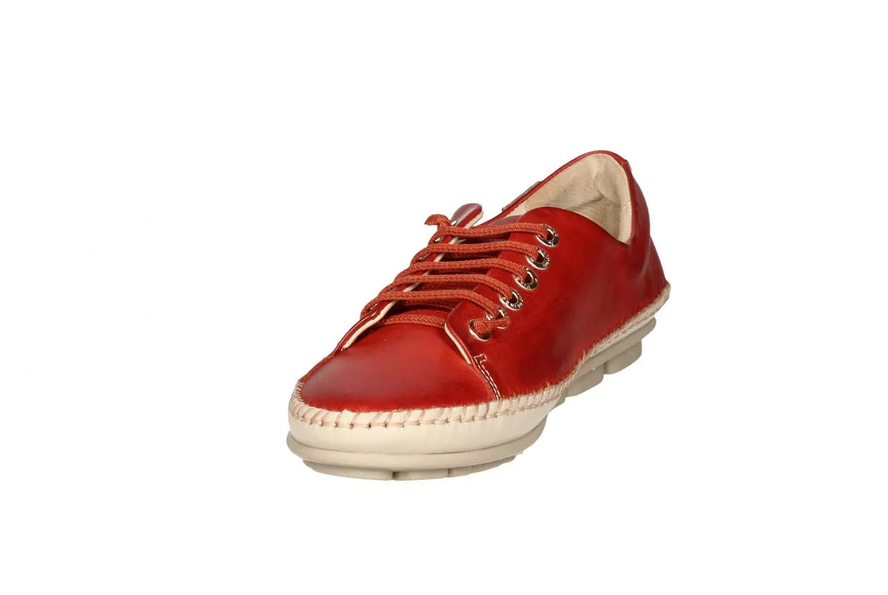 Blucher Piel Rojo Cordones Elasticos Bajo Cosido