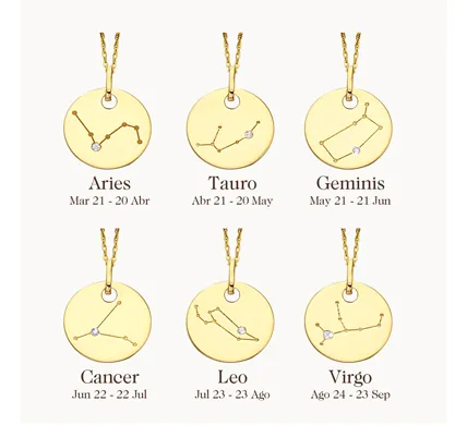 Cadena con Constelación Horoscopo en Oro 18k