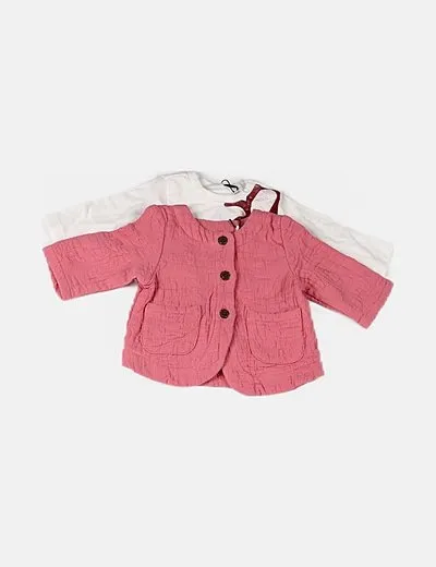 Name it Conjunto chaqueta texturizada rosa y camiseta blanca print koalas