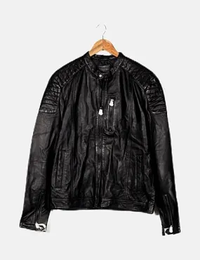 ONLY & SONS Chaqueta biker negra piel