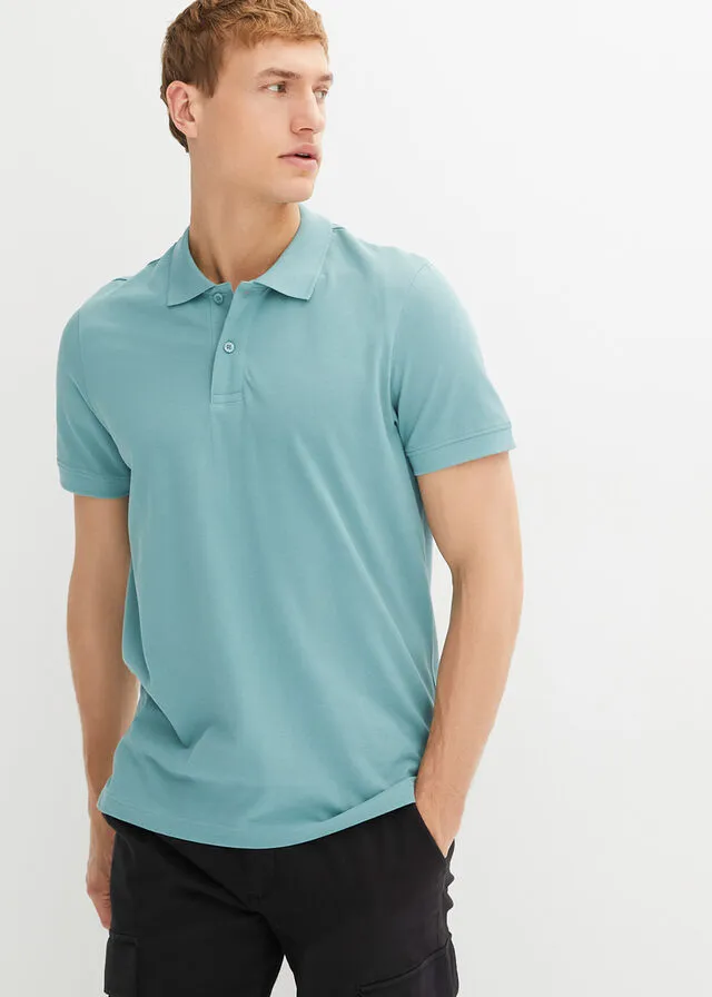 Polo de piqué de manga corta azul bondi