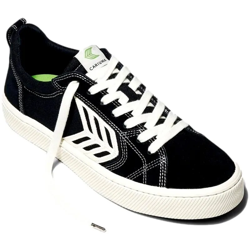 Zapatillas Cariuma Catiba Pro Skate Black Suede And Canvas Contrast Thread