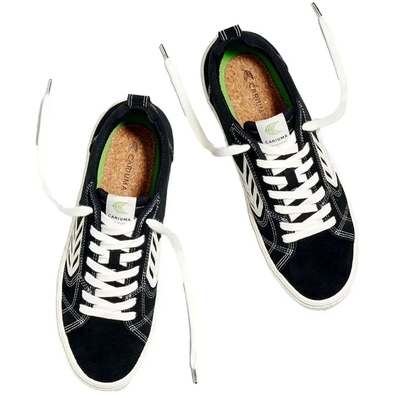 Zapatillas Cariuma Catiba Pro Skate Black Suede And Canvas Contrast Thread