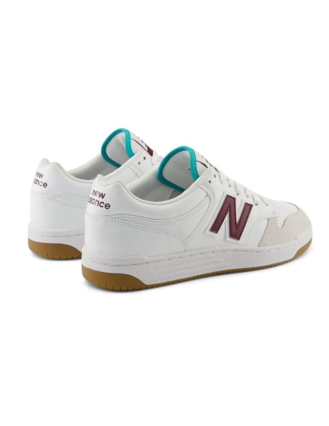 Zapatillas New Balance 480 blanca y granate para hombre