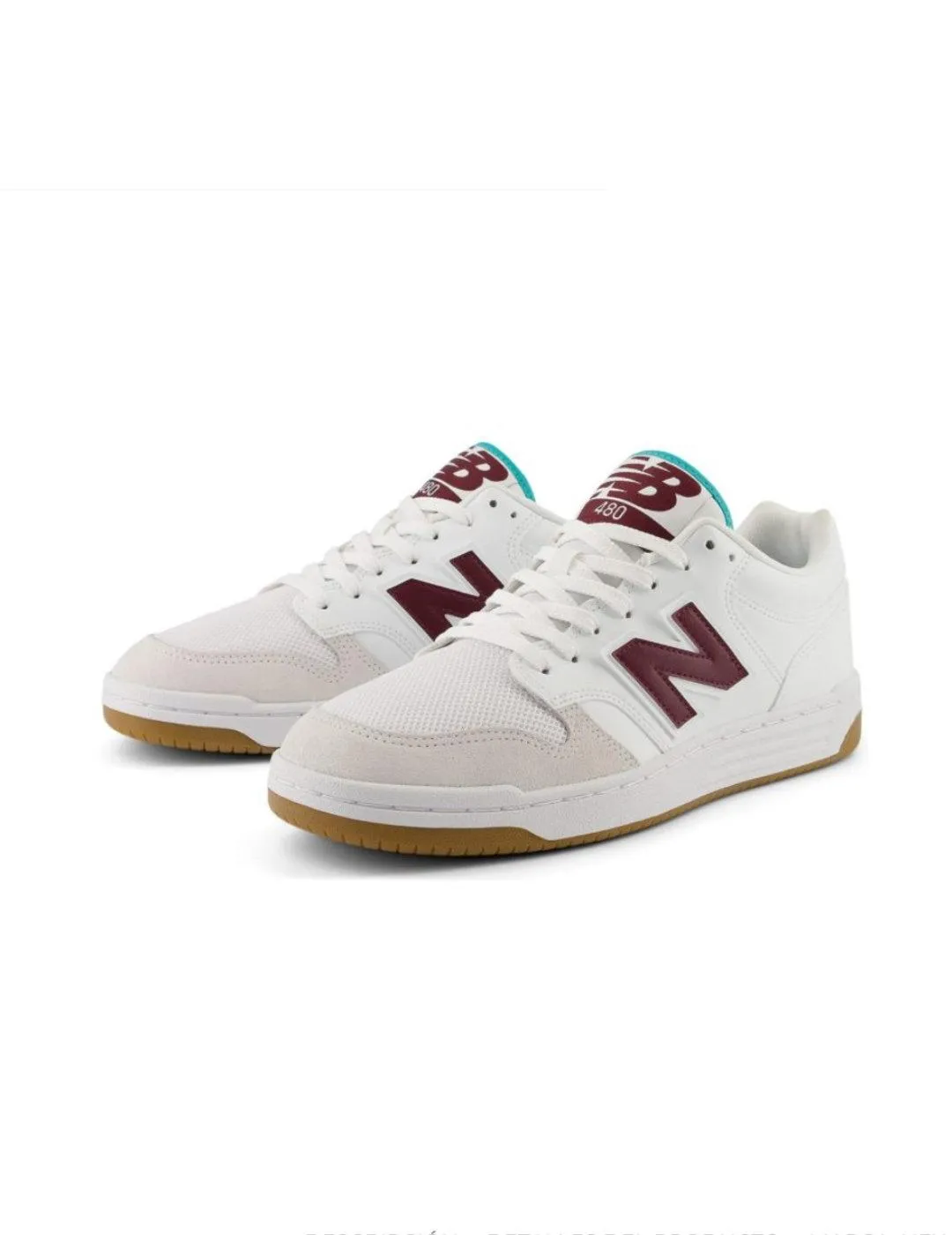 Zapatillas New Balance 480 blanca y granate para hombre