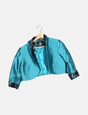 Zeila Chaqueta corta satén azul petróleo